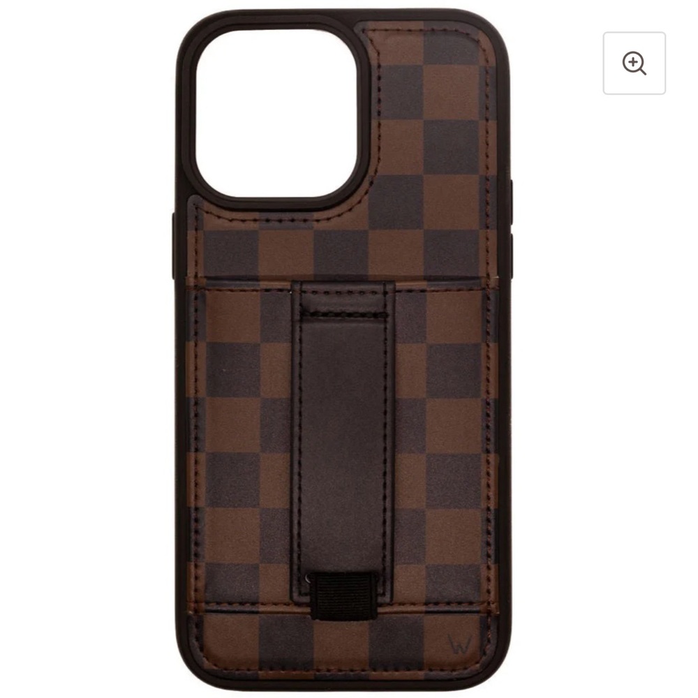 Brown and Black Checkered iPhone Case with Full Coverage